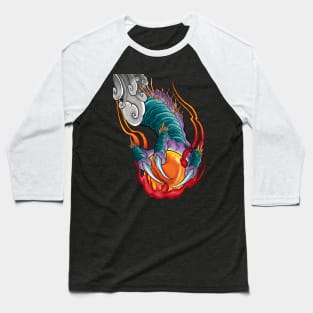 Flaming Dragon Claw with Crystal Ball Baseball T-Shirt